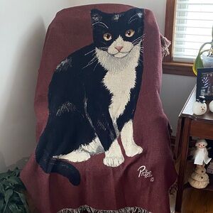 Linda Picken’s Black and White Cat Throw Blanket